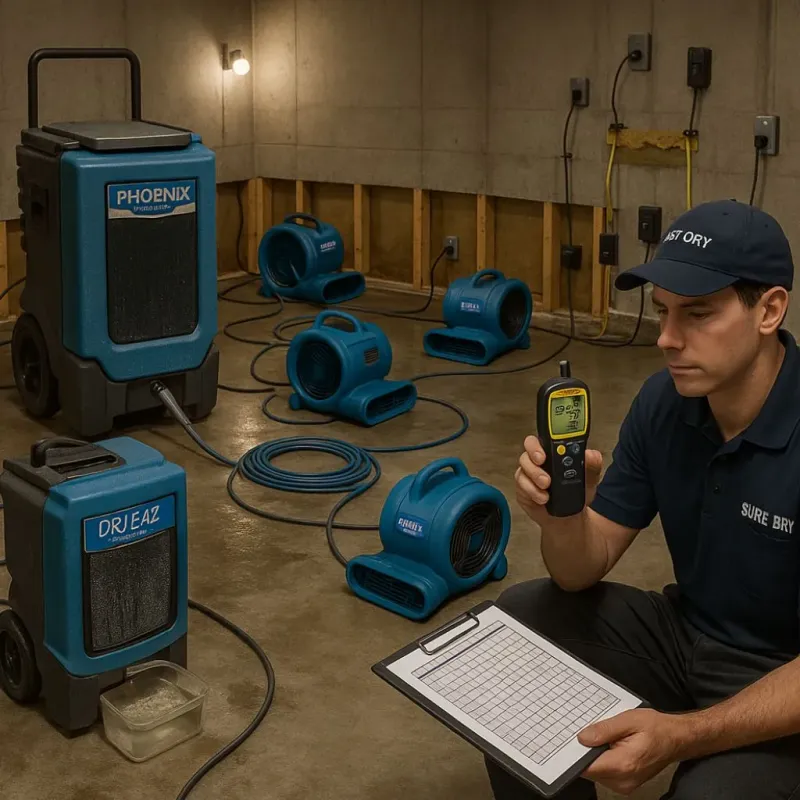 Structural Drying and Dehumidification process in Montour County, PA